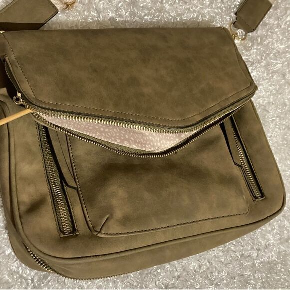 Olive Green Satchel Messenger Crossbody Bag - Picture 10 of 15